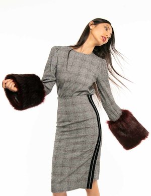 maglia donna elegante scontata - Maglia Jijil con polsi in pelliccia sintetica