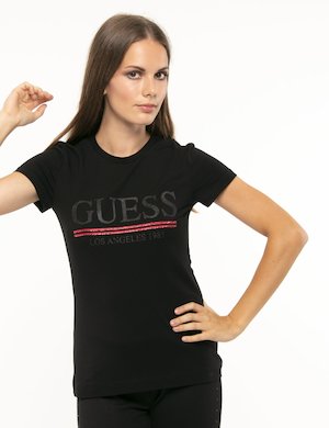 T-shirt Guess logo glitterato