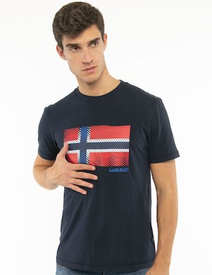 T-shirt uomo scontata - T-shirt Napapijri con bandiera norvegese