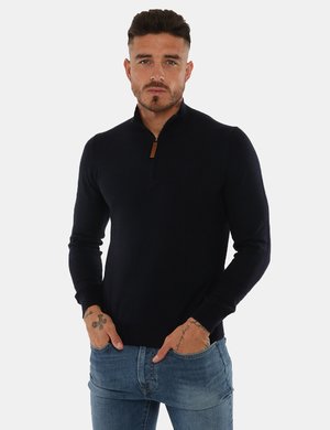 Outlet maglione uomo scontato - Maglia Maison Du Cachemire con mezza zip 100% lana