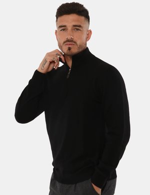 Outlet maglione uomo scontato - Maglia Maison Du Cachemire con mezza zip 100% cachemire