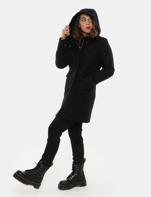giacca donna scontata - Cappotto Woolrich in lana vergine e cashmere con cappuccio