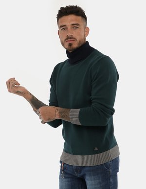 Outlet maglione uomo scontato - Maglione Yes Zee bicolor collo alto