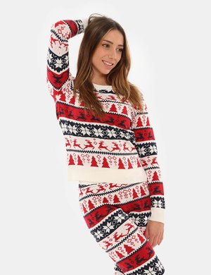 maglia donna elegante scontata - Maglia pigiama Only fantasia natalizia con completo