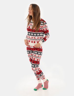 Pantaloni eleganti scontati da donna - Pantalone pigiama Only fantasia natalizia con completo
