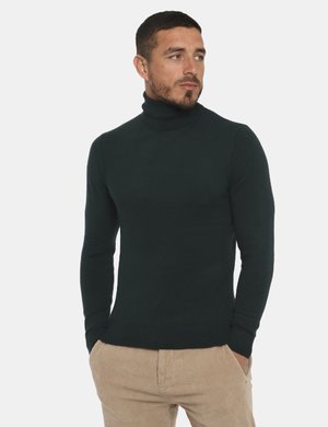 Outlet maglione uomo scontato - Maglione Maison du Cachemire dolcevita verde