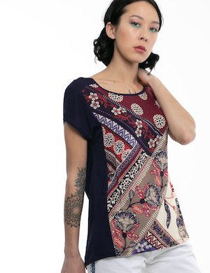 maglia donna elegante scontata - Maglietta Desigual fantasia floreale