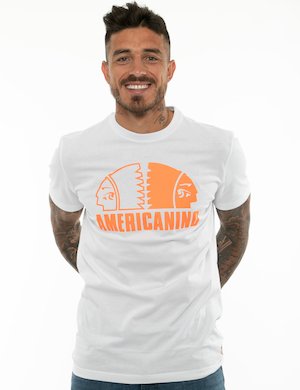 T-shirt uomo scontata - T-shirt Americanino con logo in tinta unita