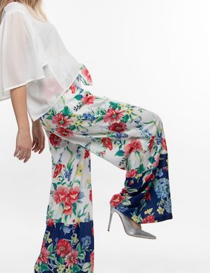 Pantaloni eleganti scontati da donna - Pantalone Fracomina a fiori