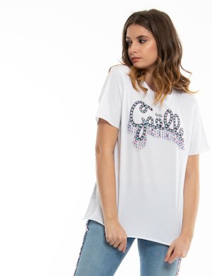 GAëLLE Paris donna outlet - T-shirt GAeLLE con ricamo e frange colorate