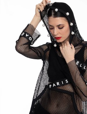 maglia donna elegante scontata - Felpa GAeLLE Paris con cappuccio e perle