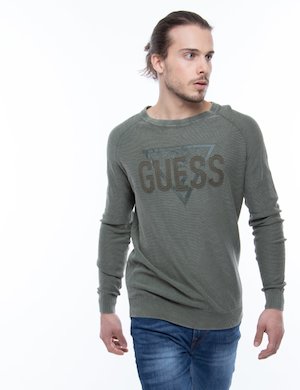 Outlet maglione uomo scontato - Maglia Guess di cotone con maxi logo