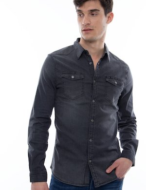 Guess uomo outlet - Camicia Guess denim in cotone