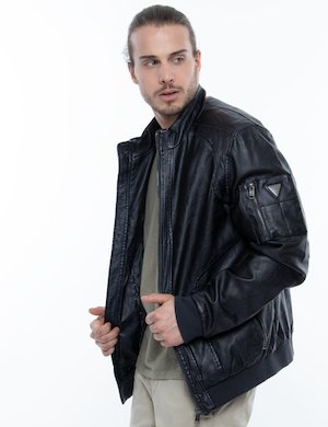 Guess uomo outlet - Giacca Guess di ecopelle full-zip
