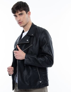 Guess uomo outlet - Giacca biker Guess in ecopelle