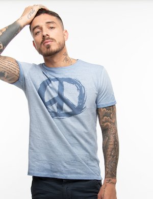 T-shirt uomo scontata - T-shirt Smiling London con simbolo della pace