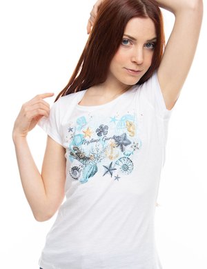 T-shirt Yes Zee con grafica e strass