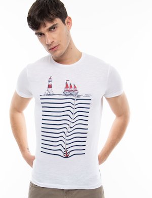 T-shirt uomo scontata - T-shirt Yes Zee con stampa marina
