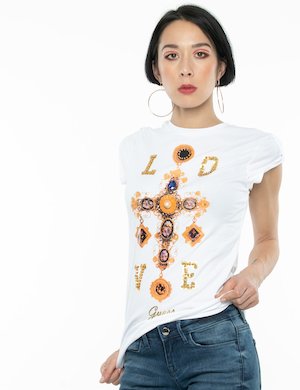 Abbigliamento donna Guess scontato - T-shirt Guess stampa love