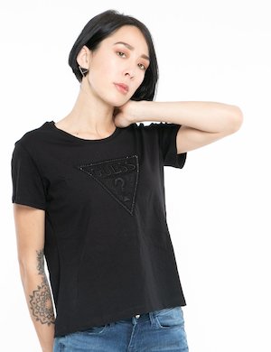 Abbigliamento donna Guess scontato - T-shirt Guess black logo