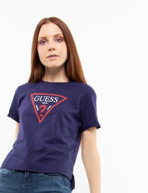 Abbigliamento donna Guess scontato - T-shirt Guess con strass e borchie