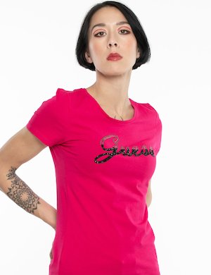 Abbigliamento donna Guess scontato - T-shirt Guess logo in corsivo