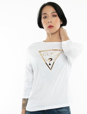 Abbigliamento donna Guess scontato - T-shirt Guess logo in rilievo