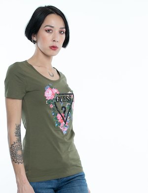 Abbigliamento donna Guess scontato - T-shirt Guess logo in rilievo e stampa
