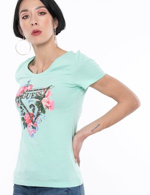 Abbigliamento donna Guess scontato - T-shirt Guess logo in rilievo e stampa