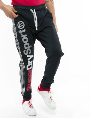 Outlet pantaloni uomo scontati - Pantalone Superdry con logo e bande laterali in rilievo