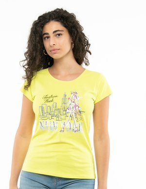 T-shirt da donna scontata - T-shirt Yes Zee stampa con strass