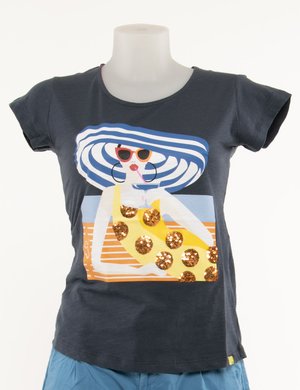 T-shirt Yes Zee con stampa e paillettes