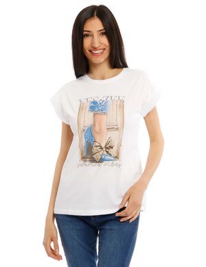 T-shirt Yes Zee da donna scontate - T-shirt Yes Zee con stampa e strass