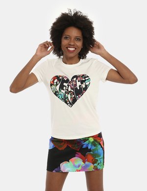 Abbigliamento donna scontato - T-shirt Desigual cuore floreale
