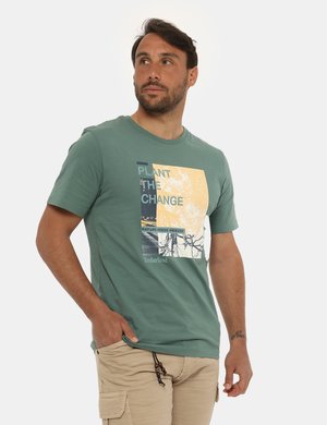T-shirt Timberland verde con stampa
