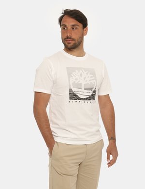T-shirt Timberland bianca con stampa
