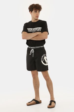 Beachwear uomo scontato - Costume Bikkembergs nero a pantaloncino con elastico e logo