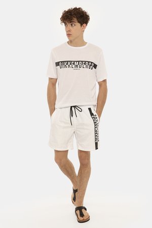 Beachwear uomo scontato - Costume Bikkembergs bianco a pantaloncino con logo