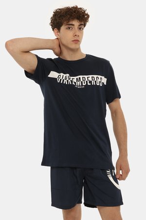 T-shirt Bikkembergs blu scuro con logo