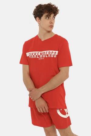 T-shirt uomo scontata - T-shirt Bikkembergs rossa con logo