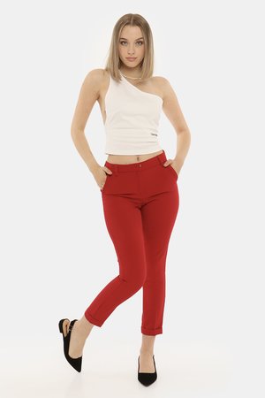 Pantaloni eleganti scontati da donna - Pantalone Fracomina rosso