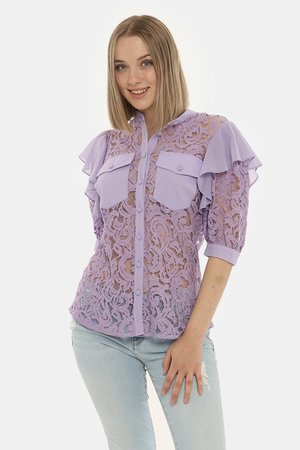 Camicia donna elegante scontata - Camicia Fracomina in pizzo lilla