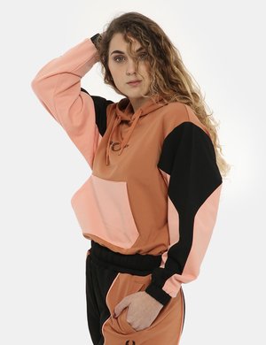 Abbigliamento donna scontato - Felpa Fred Perry con cappuccio tricolor marrone/nero/rosa
