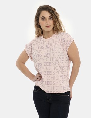 Abbigliamento donna scontato - T-shirt Yes Zee rosa con glitter