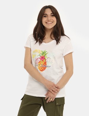 T-shirt Yes Zee bianca con cuore