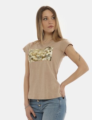 T-shirt Yes Zee beige stampata