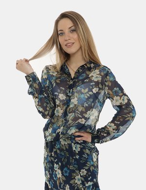 Camicia donna elegante scontata - Camicia Guess blu fantasia floreale