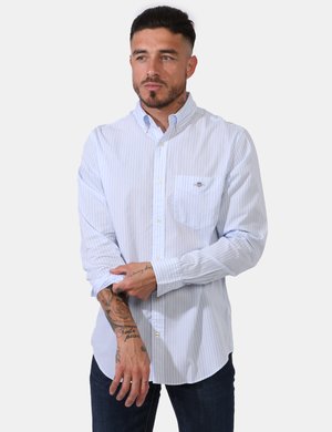 outlet camicia da uomo scontata - Camicia Gant Azzurro