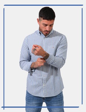 outlet camicia da uomo scontata - Camicia Gant Azzurro