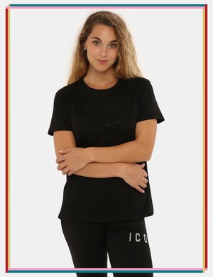 T-shirt Icon nera con glitter